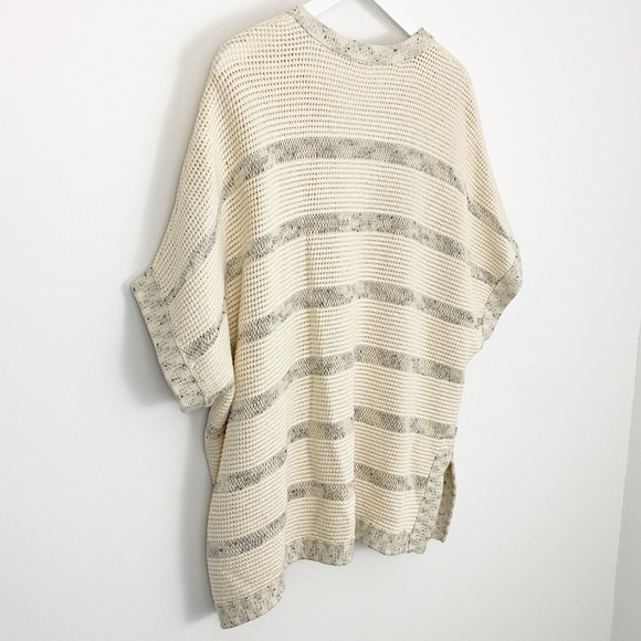 Vince XS/S Cotton Cream & Black Stripe Oversized Knit V-neck Sweater Kaftan - Picture 4 of 7